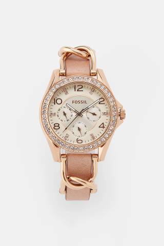 Picture of Engraved Fossil Riley Rose Gold and Pink Watch